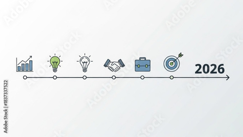 Business Strategy Timeline: Visual representation of a strategic business plan, illustrating key milestones and goals. The design is sleek, modern, and conveys a sense of forward momentum.