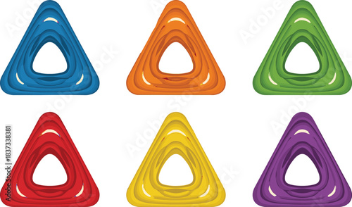 Abstract triangle, colorful shape, layered contour, fluid design, topographic style, vector graphic, modern art, hollow center, vibrant texture, icon