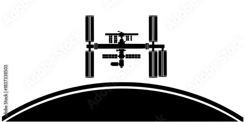 International Space Station ISS Orbit Vector Silhouette