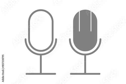 Microphone, podcast icon illustration set, studio, handheld, wireless, vintage, audio recording symbols, broadcast graphic, communication design elements. karaoke sign and symbol. EPS 10. 