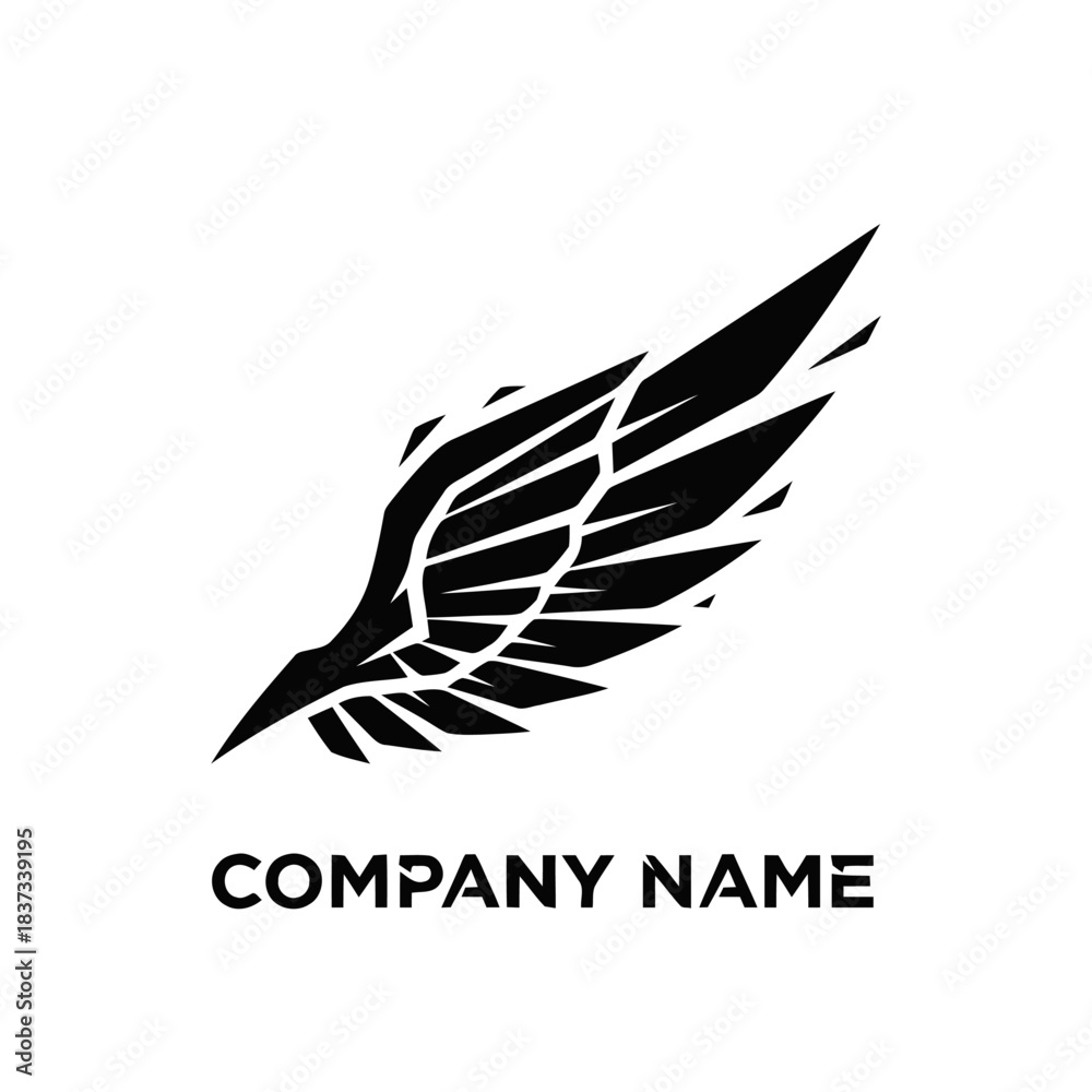 Naklejka premium Dynamic black wing logo design on white background.