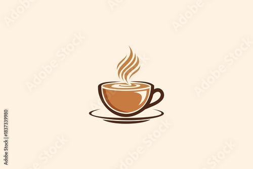 cup of coffee with beans logo design vector