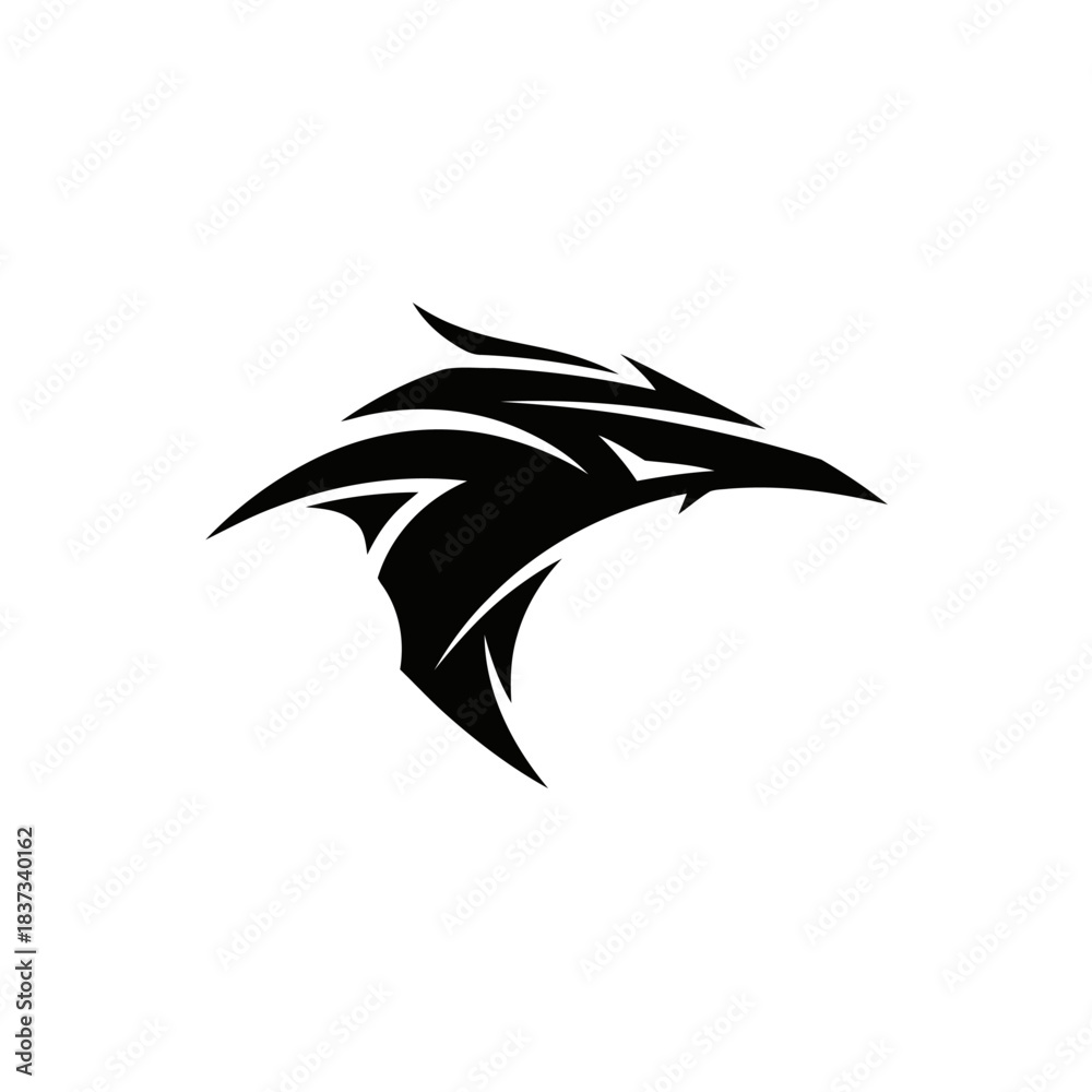 Fototapeta premium Black stylized eagle head logo design.