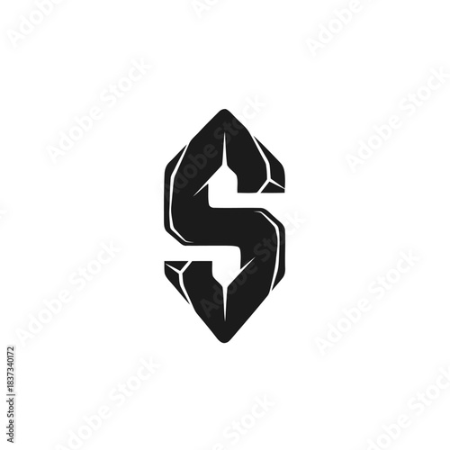 Bold stylized letter S logo design with strong geometric edges.