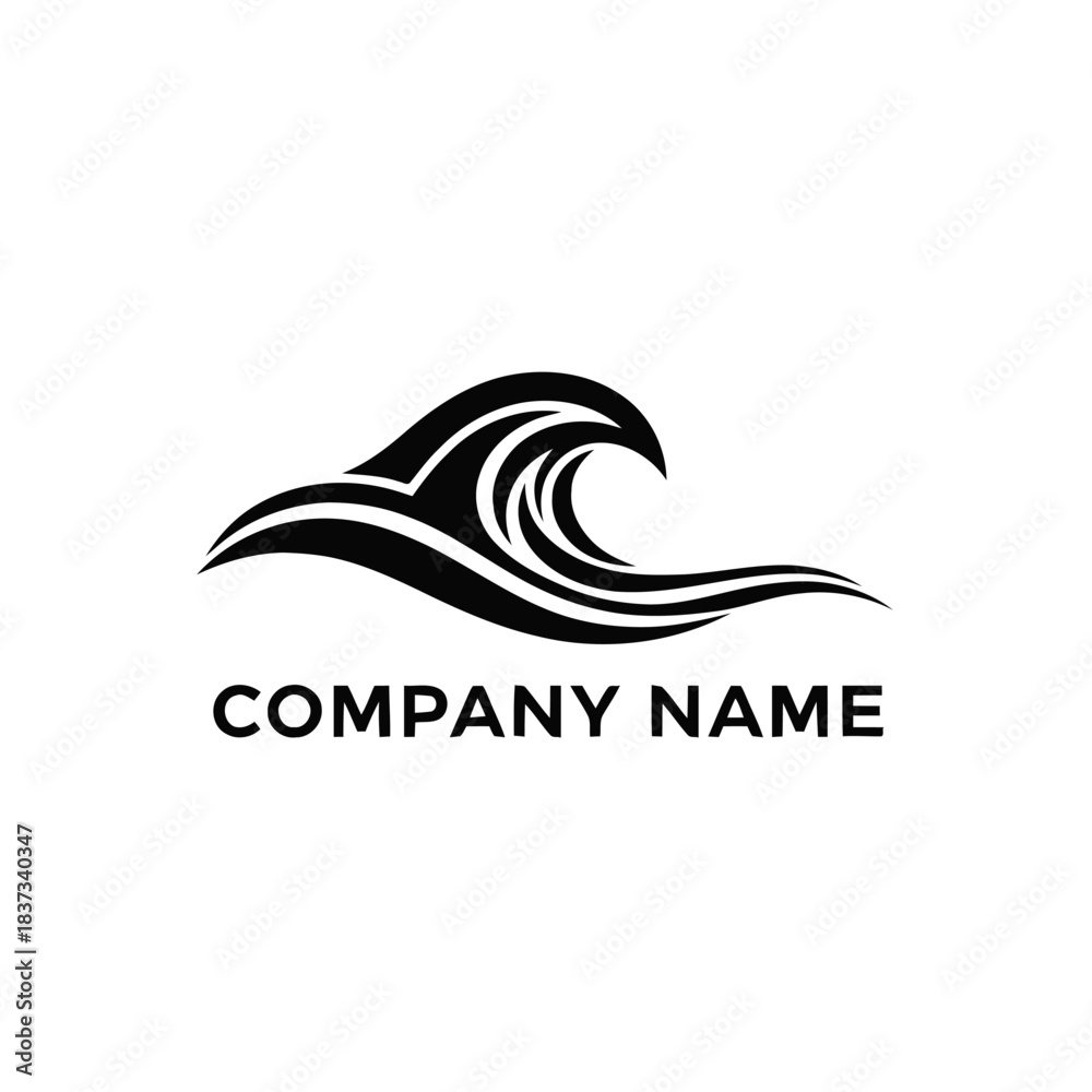 Fototapeta premium Dynamic Black Wave Logo Design for Company Branding.