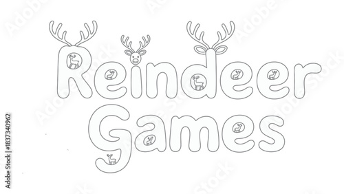 Reindeer Games Illustration: Festive and playful illustration perfect for holiday-themed materials or educational resources, showing reindeer and word games