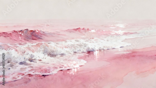 Fototapeta Naklejka Na Ścianę i Meble -  abstract fluid pink minimal waves, soft curves, smooth pastel tones, clean design, copy space