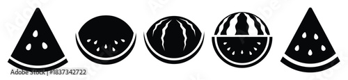 Set of cold watermelon vector icon in silhouette design. summer design concepts.