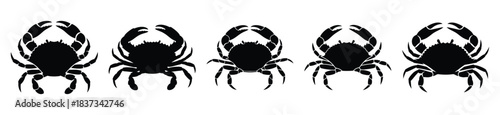 Set of crab vector icon in silhouette design. summer design concepts.