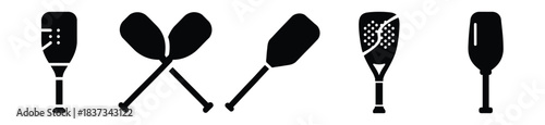 Set of paddle vector icon in silhouette design. summer design concepts.