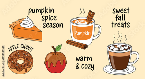 Sweet Fall Treats Autumn Food Illustration Collection