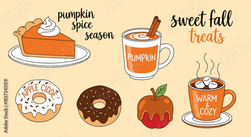 Sweet Fall Treats Autumn Food Illustration Collection