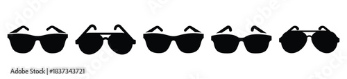 Set of sunglasses vector icon in silhouette design. summer design concepts.
