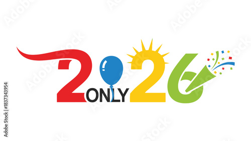Celebrating 2026: An illustration of the year 2026, decorated with colorful elements. This artwork is designed to capture the festive atmosphere and optimistic spirit of the new year.