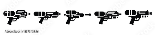 Set of water gun vector icon in silhouette design. summer design concepts.