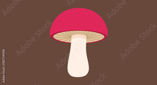 Minimalist mushroom design on brown background