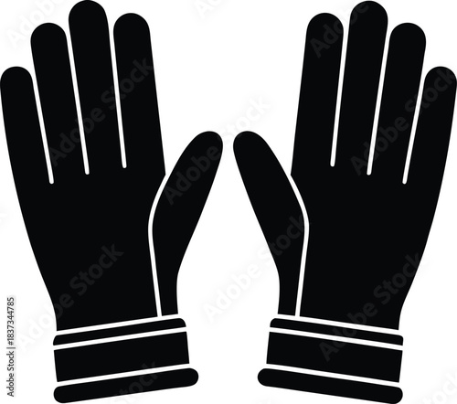 Black Gloves Icon – Winter Hand Gloves Silhouette Vector