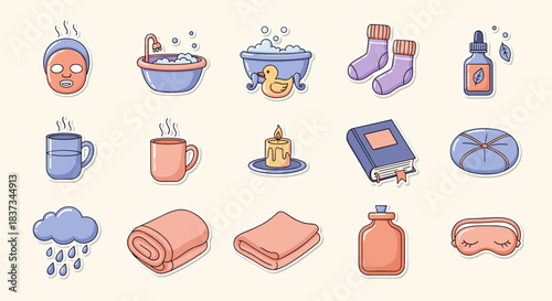 Relaxing spa and cozy home essentials in cute minimalistic design