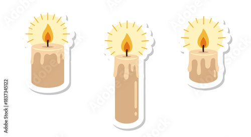 Charming candle stickers with dripping wax and bright glow elements for crafting