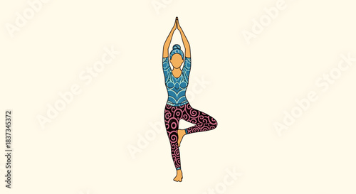 Colorful swirling yoga pose: artistic patterned tranquility