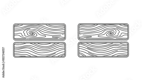 Simple illustration of four rectangular wood planks with wavy grain patterns