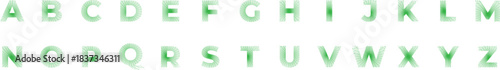 Blurred green alphabet letters displayed on a white background, representing language and communication concepts
