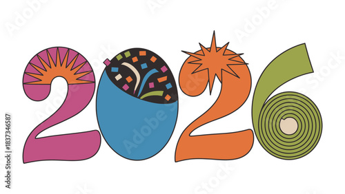 2026: A vibrant and captivating graphic of the year 2026, where the numbers are rendered in bold, retro-inspired colors and styles, symbolizing anticipation and a look towards future.