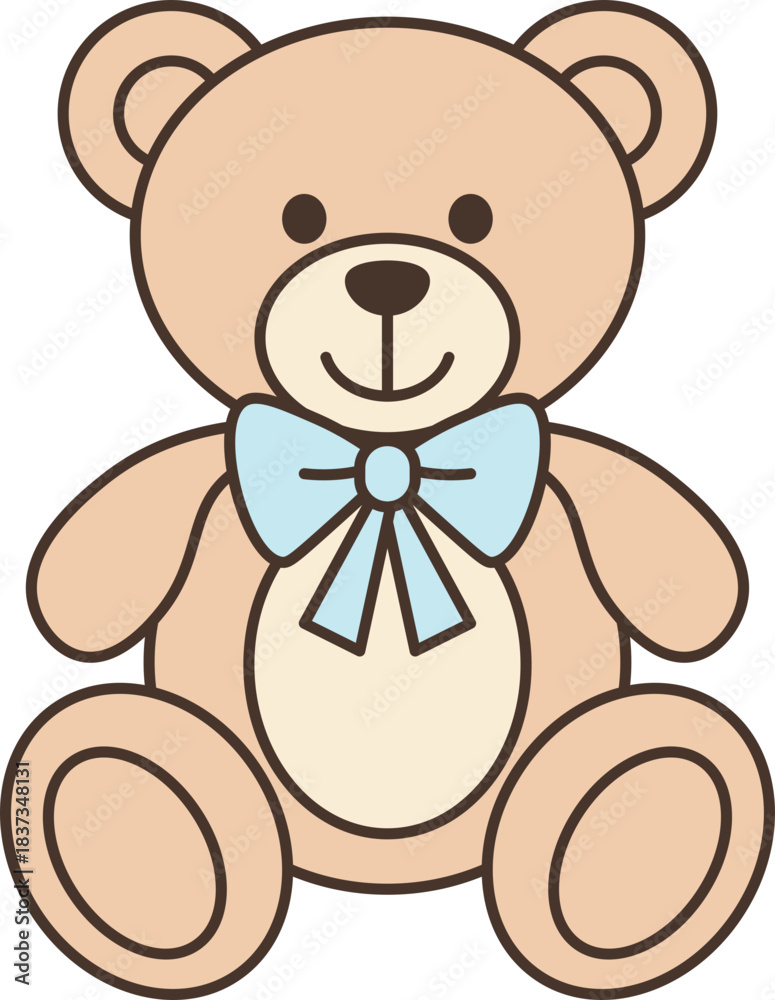 Fototapeta premium Illustration of Cute Teddy Bear with Bow