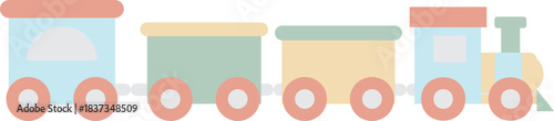 Illustration of a Pastel Colored Toy Train