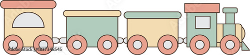 Illustration of a Pastel Colored Toy Train
