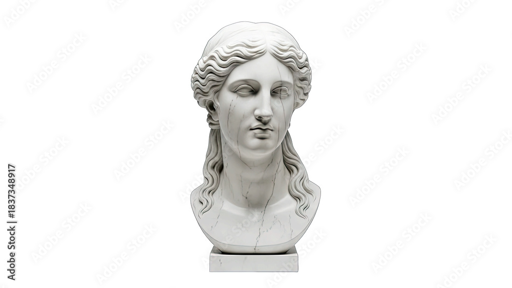 Obraz premium Marble Bust of Woman on White Background