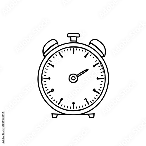Black line art simple kitchen timer on white backg