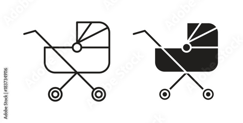 Baby carriage icons designs can be used for mobile, ui, websites