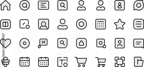 Diverse Set of 40 Outline Icons for Digital Interfaces and Applications collection