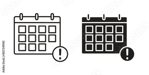 Calendar exclamation icons designs can be used for mobile, ui, websites