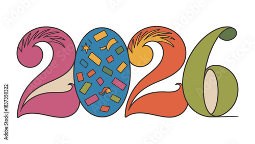 Vibrant Vision of the Future: An optimistic outlook of upcoming year 2026 with colorful elements is portrayed, inviting anticipation and inspiration. 