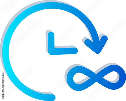 Принти на полотні 3D Infinite Time Icon with Clock and Infinity Symbol