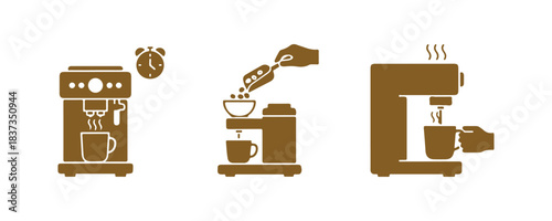The coffee machine brewing coffee is part of my morning routine. Vector illustration

