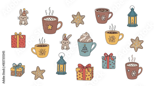 Cozy Christmas Collection: A charming arrangement of holiday treats and decorations, invoking a sense of festive cheer and warmth.