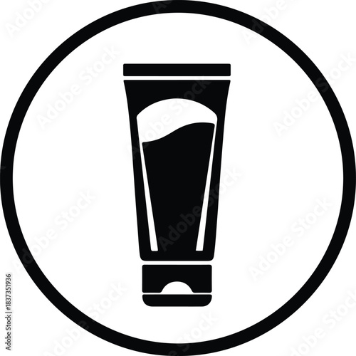 Illustration Cosmetic tube icon inside circle shape silhouette vector