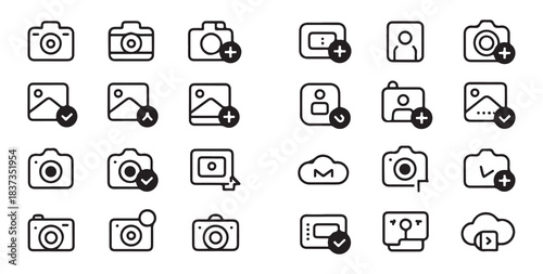 Minimalistic user profile image icon with mountain landscape outline in a circle