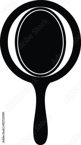 Illustration hand mirror oval design for vanity mirror silhouette vector