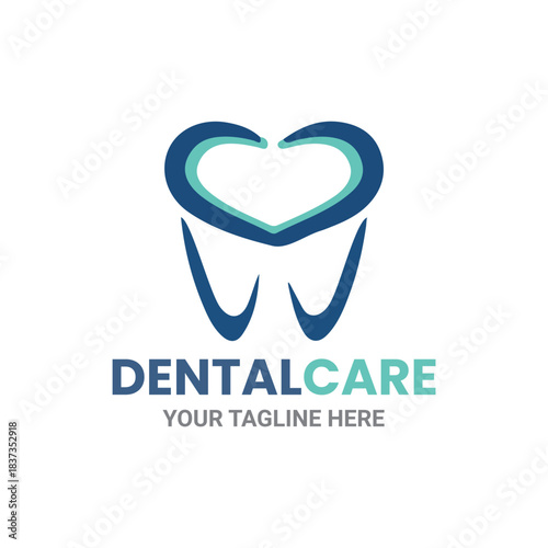 Elegant Dental Care Logo Featuring Tooth Icon and Heart Symbol for Oral Health Services