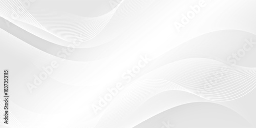 Abstract white wave vector background. Elegant dynamic waves design. Smooth and clean graphic pattern. Modern soft gradient texture. Vector Illustration