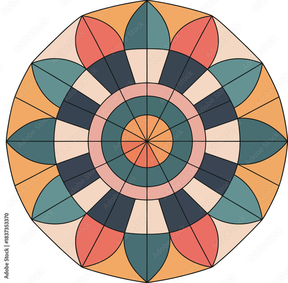Obraz premium Colorful geometric mandala pattern with abstract design element.