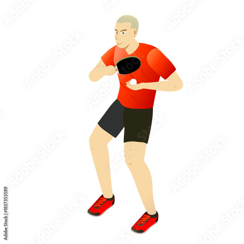Table tennis player cartoon character isolated on white background. Sport concept
