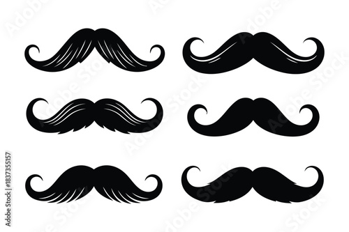 Different vintage retro mustache styles collection set design