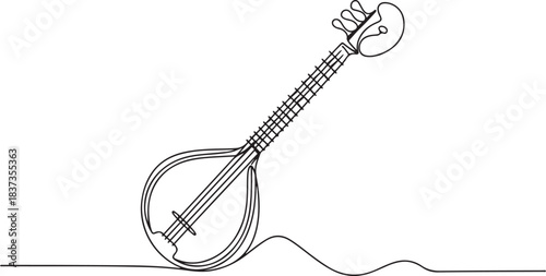 Continuous one line pohela boishakh Ektara clip art illustration. one line Icon drawing