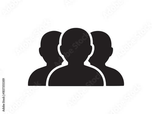 Silhouettes of three people representing a diverse team, group, or audience.
