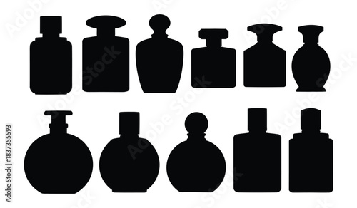 Diverse perfume bottle silhouettes, elegant shapes collection
